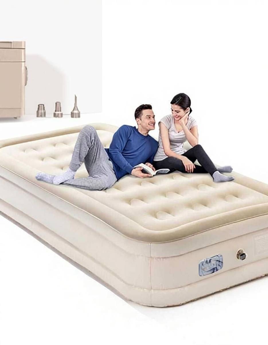 WTE {Premium} Inflatable Bed Air Sofa Cum Bed | Portable Air Mattress with Pump Velvet 4 Seater Inflatable Sofa — photo 4