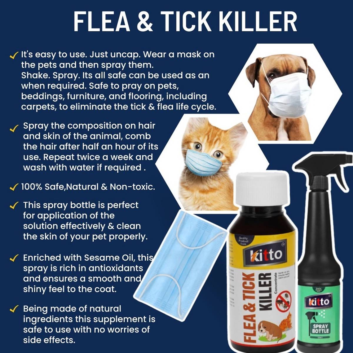 kitto Tick And Flea Repellent Spray For All Pets Organic and Safe Spray — photo 2