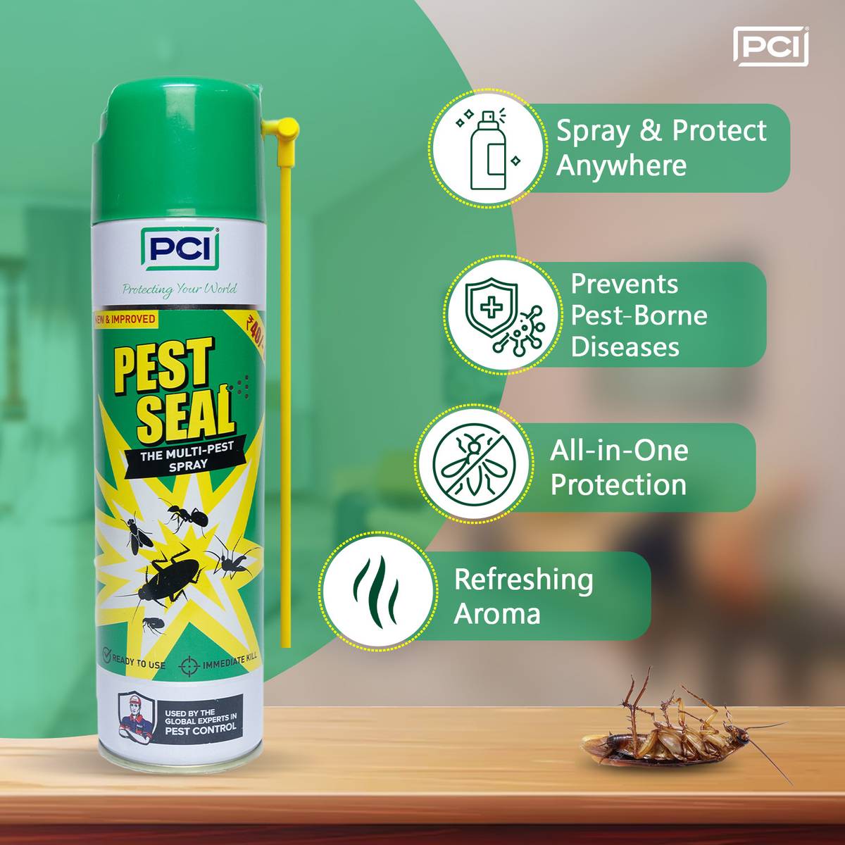 PCI Pest Seal Multi-Pest Spray | Instant Kill: Roaches, Ants & Mosquitoes — photo 5