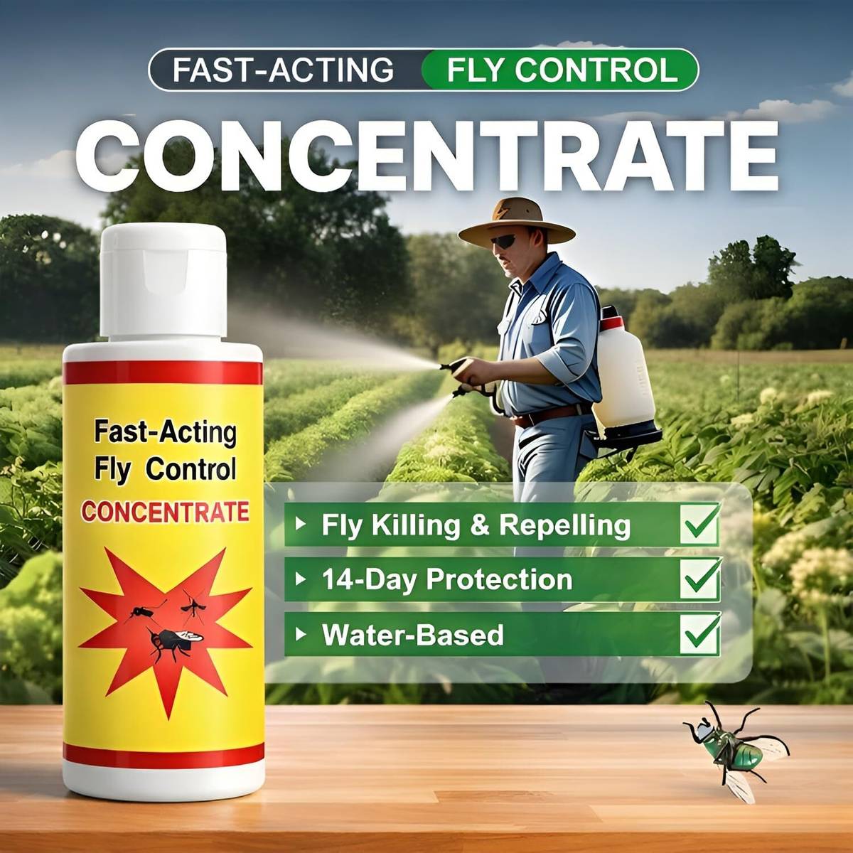 OLGANEXVOL Fast-Acting Fly Control Liquid Concentrate for Home, Farms, Hotels (100 ml)