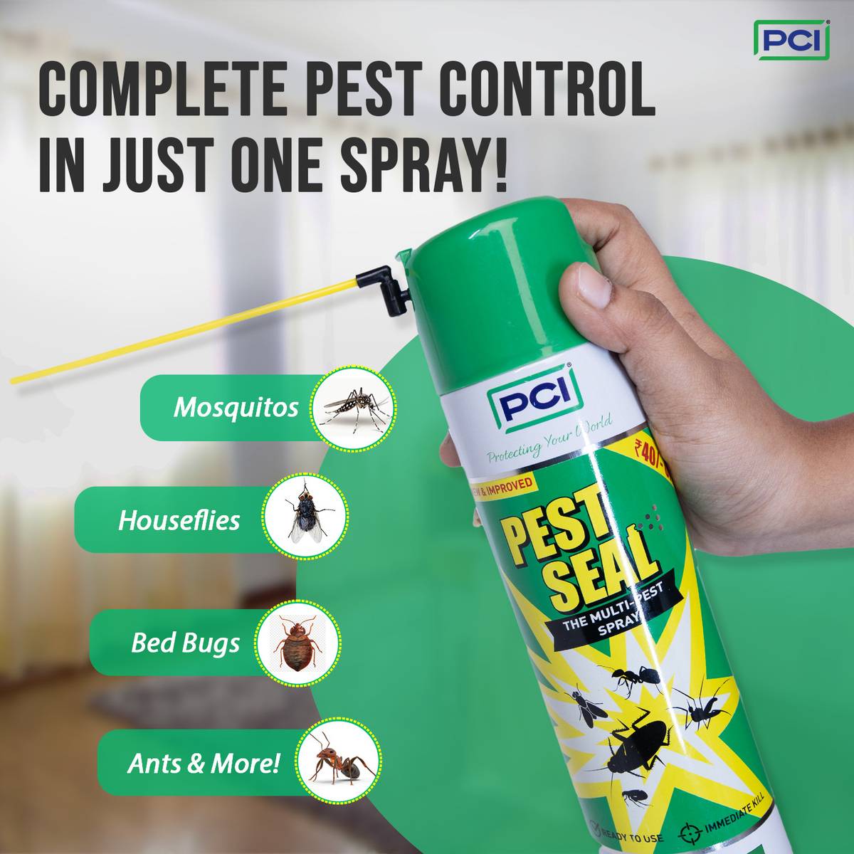 PCI Pest Seal Multi-Pest Spray | Instant Kill: Roaches, Ants & Mosquitoes — photo 4
