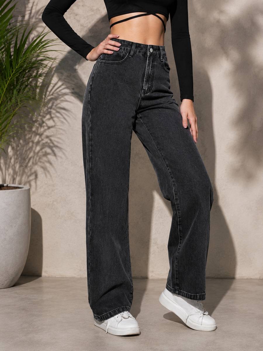 DENIM LOOK Flared Women Dark Grey Jeans — photo 3