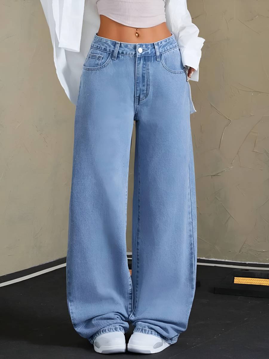 The Rivvrs co Wide Leg Women Light Blue Jeans