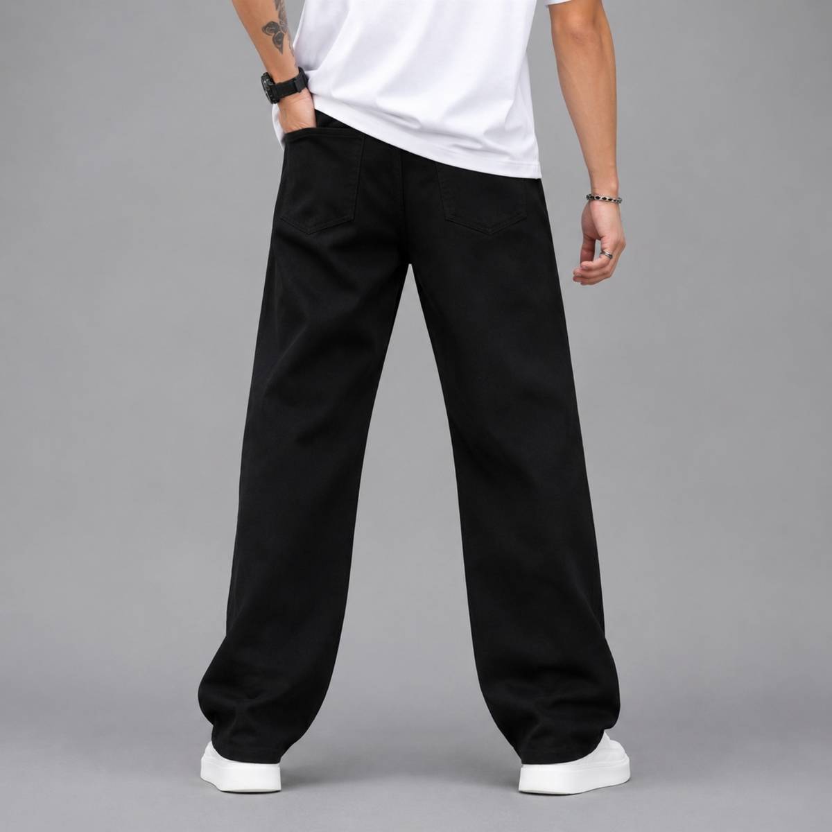maladenim Wide Leg Men Black Jeans — photo 2