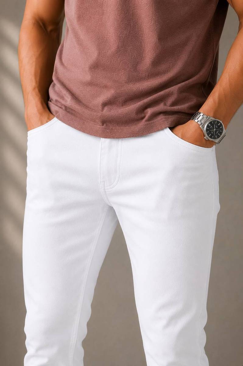 NEELVORA Slim Men White Jeans — photo 5