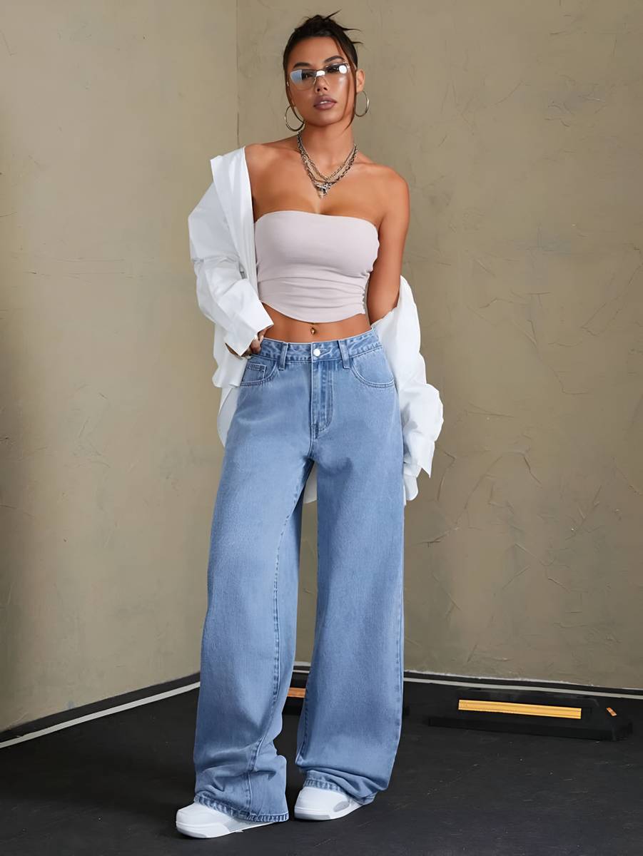 The Rivvrs co Wide Leg Women Light Blue Jeans — photo 4