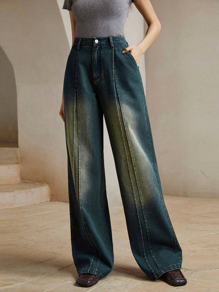 Leriya Fashion Wide Leg Women Blue Jeans