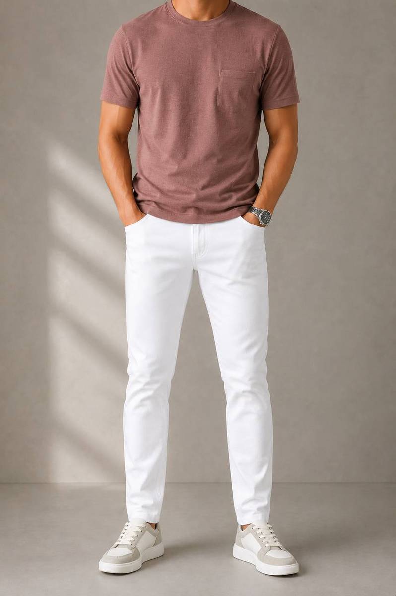 NEELVORA Slim Men White Jeans