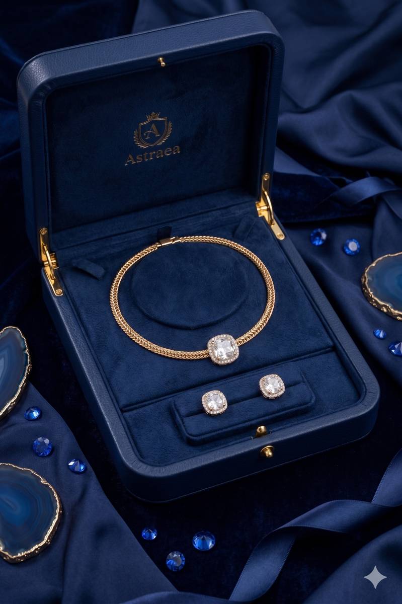 pmsquare Brass, Copper Gold-plated Gold Jewellery Set