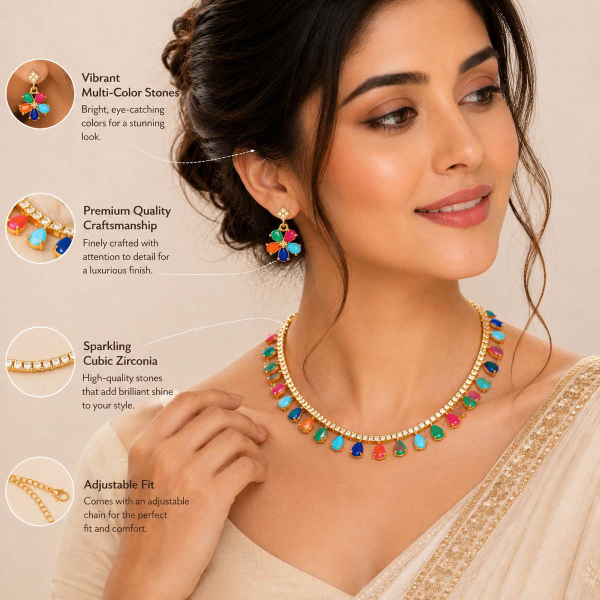 Henuka Brass Gold-plated Multicolor Jewellery Set — photo 5