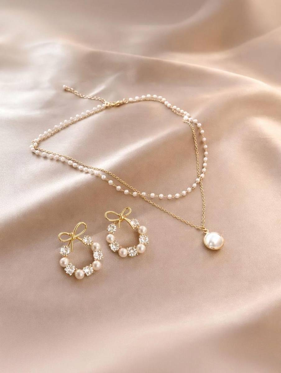 Alinora Jewells Alloy Gold, White Jewellery Set