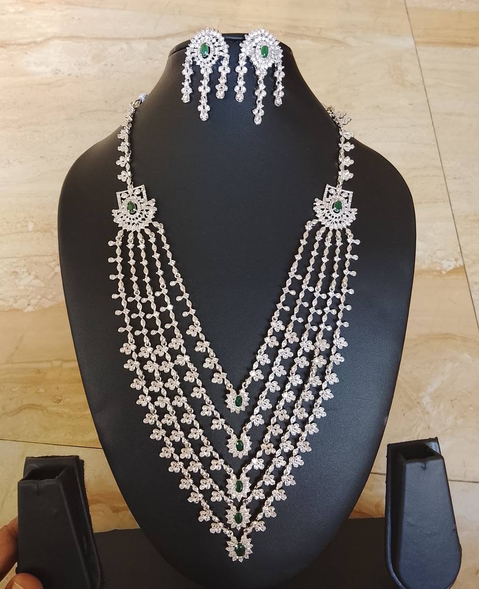Sadguru Sai Alloy Silver Green, Silver Jewellery Set