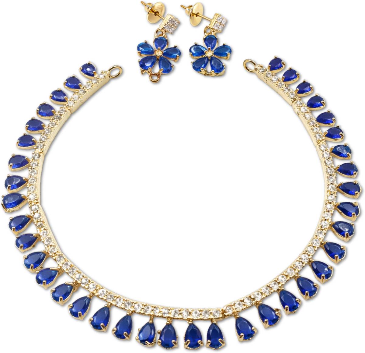 Henuka Brass Gold-plated Blue Jewellery Set