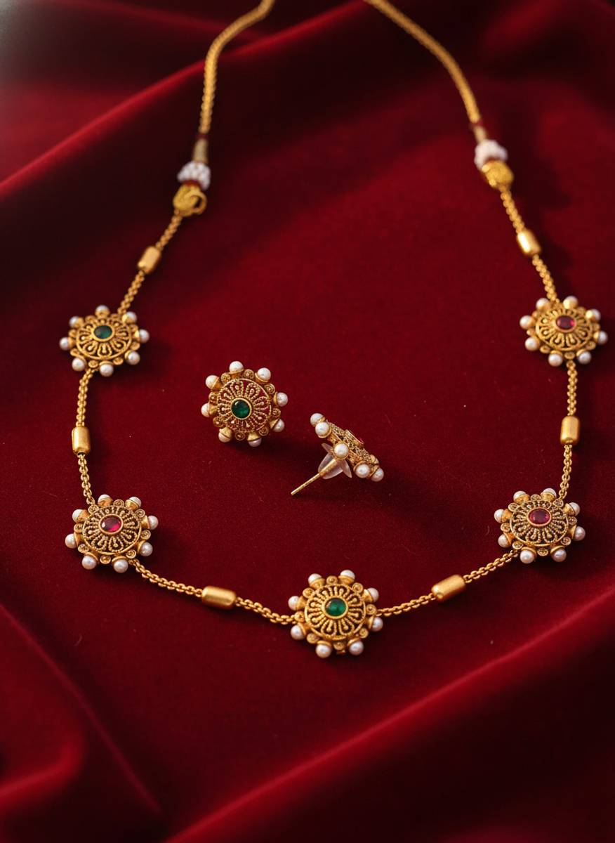 Vallora Brass, Copper Gold-plated Gold, White Jewellery Set — photo 3
