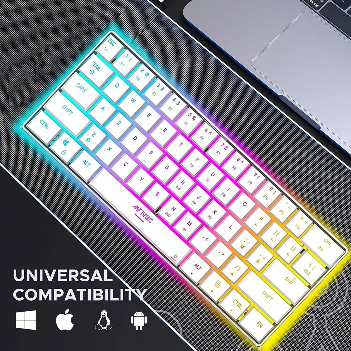 Ant Esports MK 1500 Mini / 60% Pro RGB, Type-C Charging, 1000 mAh battery, Membrane Wireless Tenkeyless Gaming Keyboard Compatible with Desktop, Laptop, Mac Rechargeable 1000 MAH Battery, with Compact Tenkeyless Layout, Backlit LED Illumination — photo 5