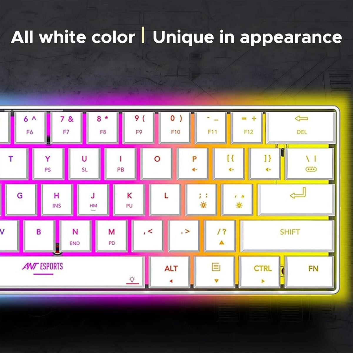 Ant Esports MK 1500 Mini / 60% Pro RGB, Type-C Charging, 1000 mAh battery, Membrane Wireless Tenkeyless Gaming Keyboard Compatible with Desktop, Laptop, Mac Rechargeable 1000 MAH Battery, with Compact Tenkeyless Layout, Backlit LED Illumination — photo 3