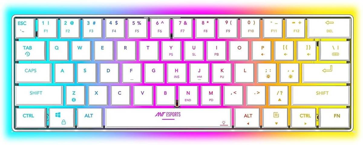 Ant Esports MK 1500 Mini / 60% Pro RGB, Type-C Charging, 1000 mAh battery, Membrane Wireless Tenkeyless Gaming Keyboard Compatible with Desktop, Laptop, Mac Rechargeable 1000 MAH Battery, with Compact Tenkeyless Layout, Backlit LED Illumination