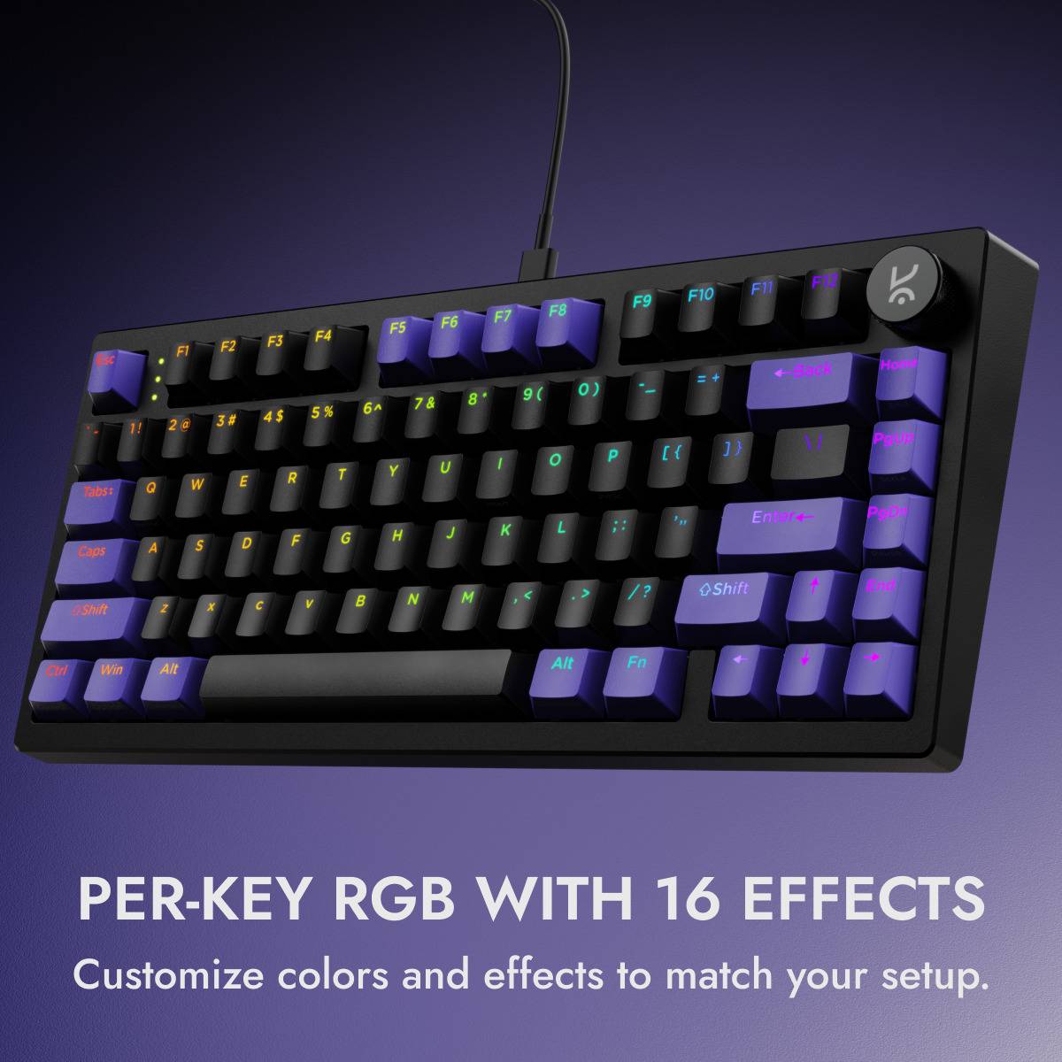Kreo Hive 75 V2 Wired USB Tenkeyless Gaming Keyboard Compatible with Desktop, Laptop, Mac stand support,Hive RGB Gaming Mechanical Keyboard, RGB Keyboards, Braided Cable, led keyboard — photo 4