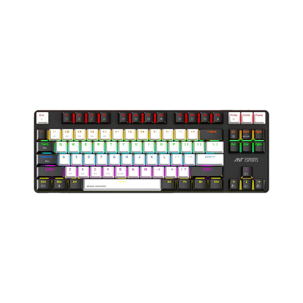 Ant Esports MK4500 Pro TKL I Red Switch 87 Keys Mechanical 2.4G/BT5.0/Wired Wireless Standard Gaming Keyboard Compatible with Desktop, Laptop, Mac multimedia_keys,MK4500 Pro