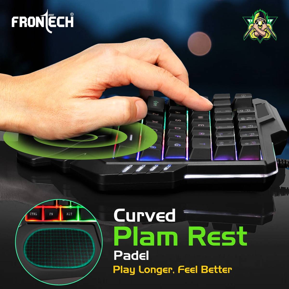 Frontech KB-0008P Wired USB Handheld Gaming Keyboard Compatible with Desktop, Tablet, Laptop — photo 5