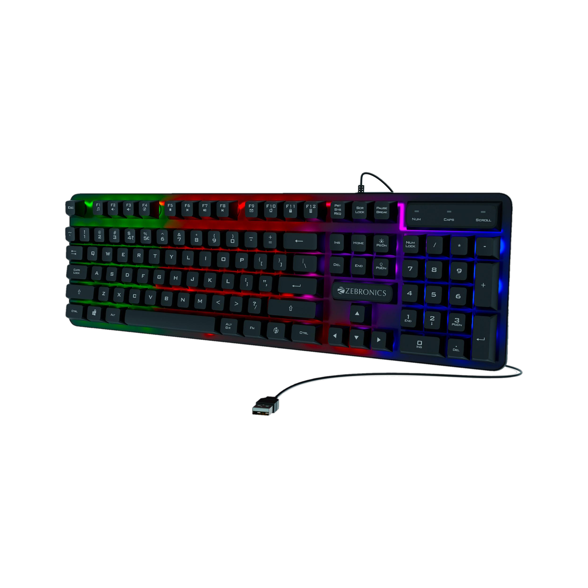 ZEBRONICS Zeb-Optimus(Zeb-KMC 2) Wired USB Standard Gaming Keyboard Compatible with Desktop, Laptop, Mac