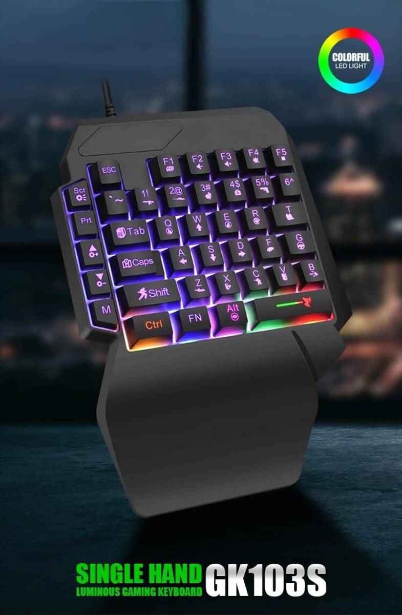 Playtastic F6 RGB One Handed Mechanical Bluetooth Standard Gaming Keyboard Compatible with Desktop, Laptop, Mac — photo 3