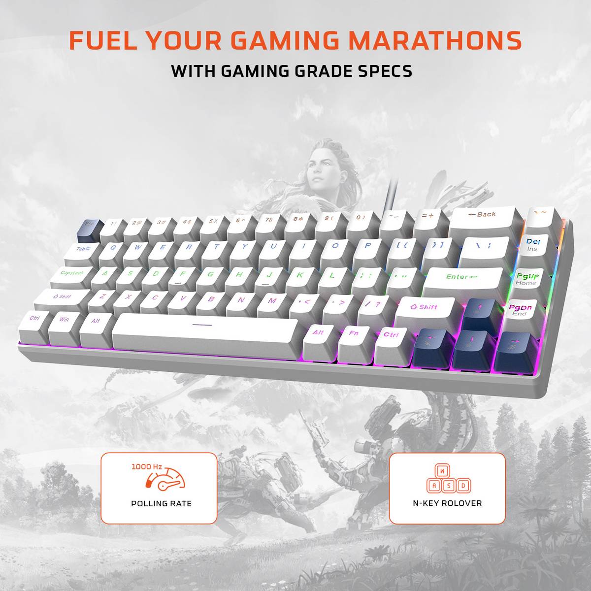 EVOFOX Katana S Mini Mechanical with Silent Red Switches & Rainbow Backlighting Wired USB Tenkeyless Gaming Keyboard Compatible with Desktop, Laptop, Mac — photo 3