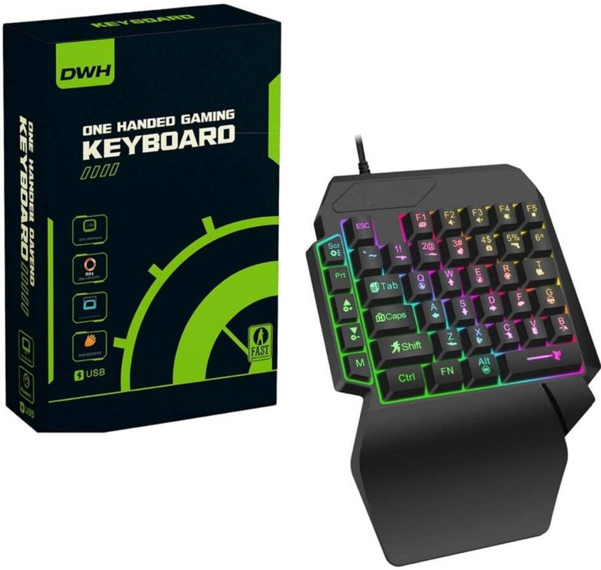 Playtastic F6 RGB One Handed Mechanical Bluetooth Standard Gaming Keyboard Compatible with Desktop, Laptop, Mac