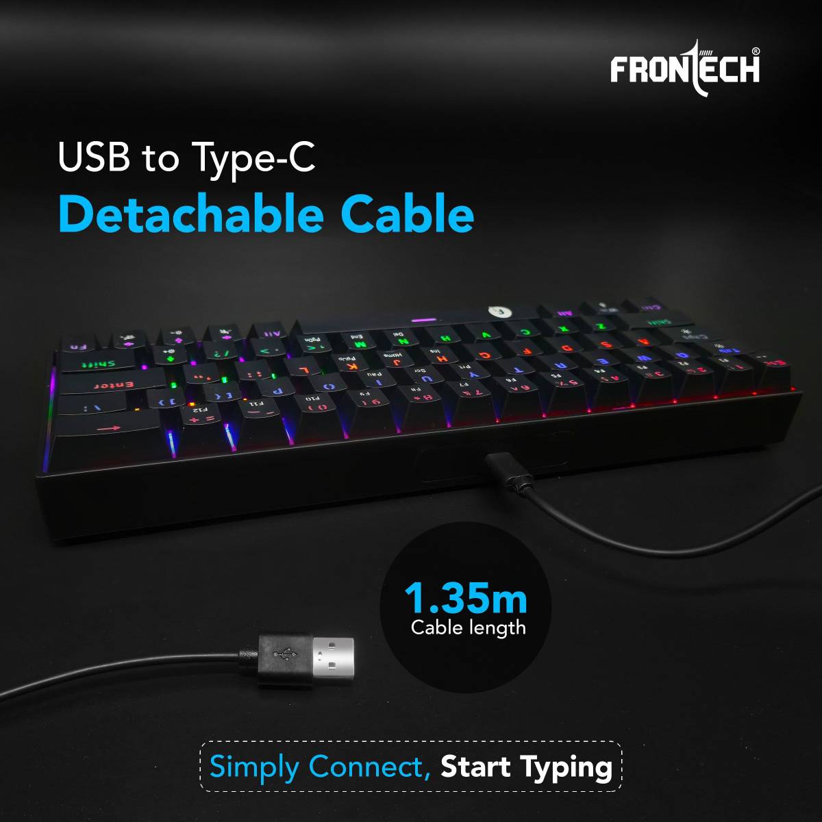 63-Key Mechanical Gaming Keyboard | Rainbow Backlit | 26 Anti-Ghosting Keys | Wired USB Standard Gaming Keyboard Compatible with Desktop — photo 5