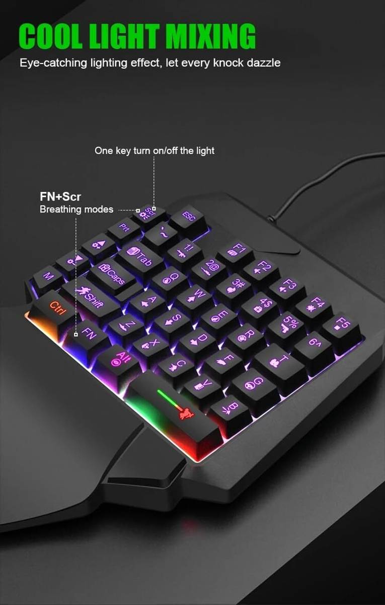 Playtastic F6 RGB One Handed Mechanical Bluetooth Standard Gaming Keyboard Compatible with Desktop, Laptop, Mac — photo 5