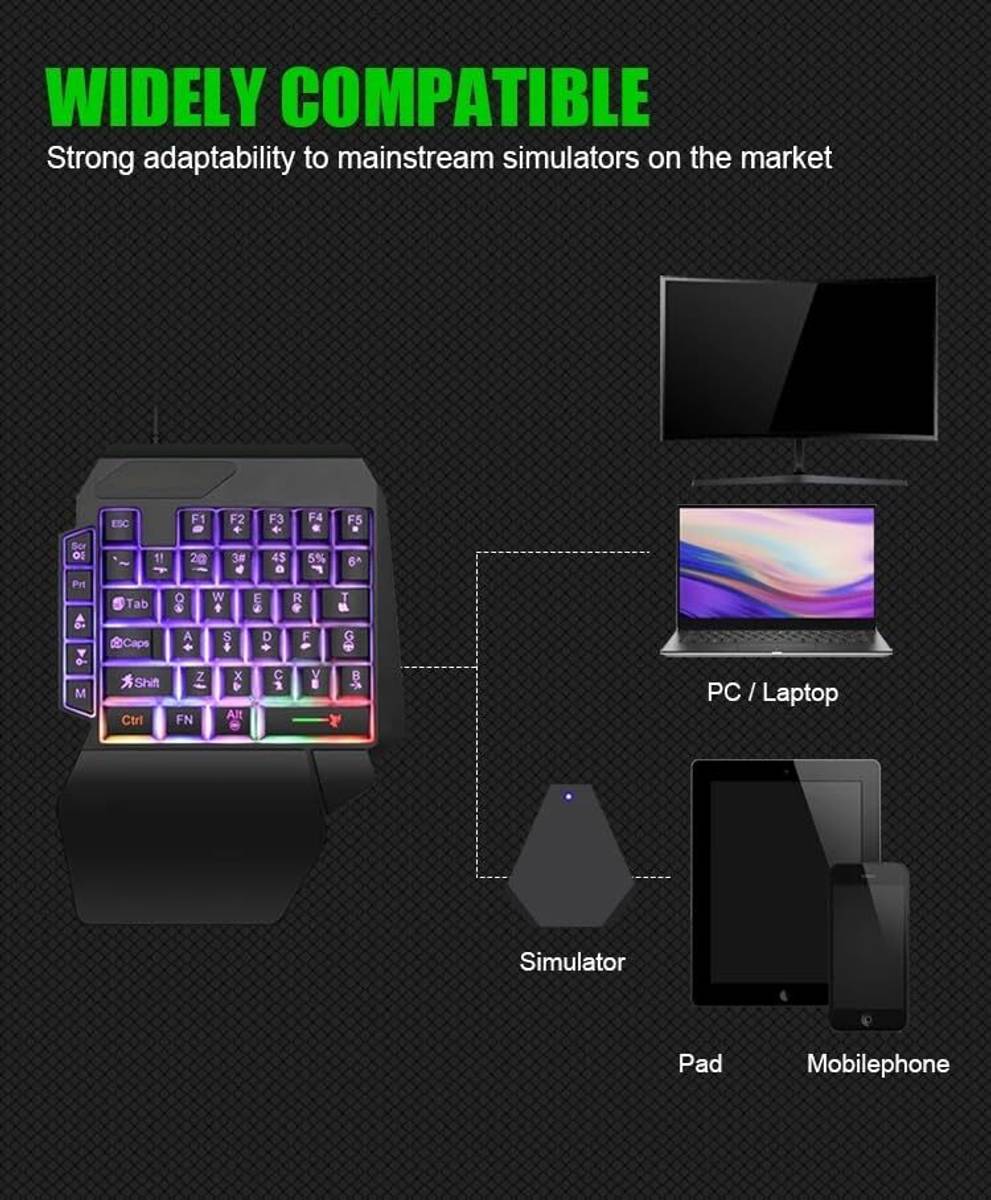 Playtastic F6 RGB One Handed Mechanical Bluetooth Standard Gaming Keyboard Compatible with Desktop, Laptop, Mac — photo 4