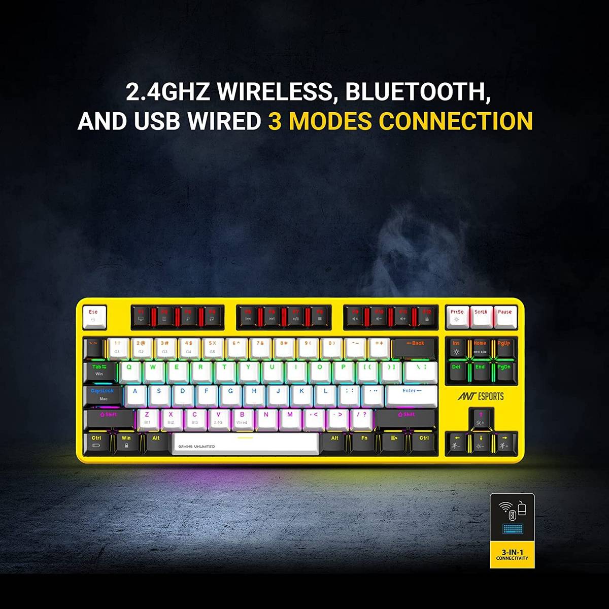 Ant Esports MK4500 Pro TKL I Red Switch 87 Keys Mechanical 2.4G/BT5.0/Wired Wireless Standard Gaming Keyboard Compatible with Desktop, Laptop, Mac multimedia_keys,MK4500 Pro — photo 4