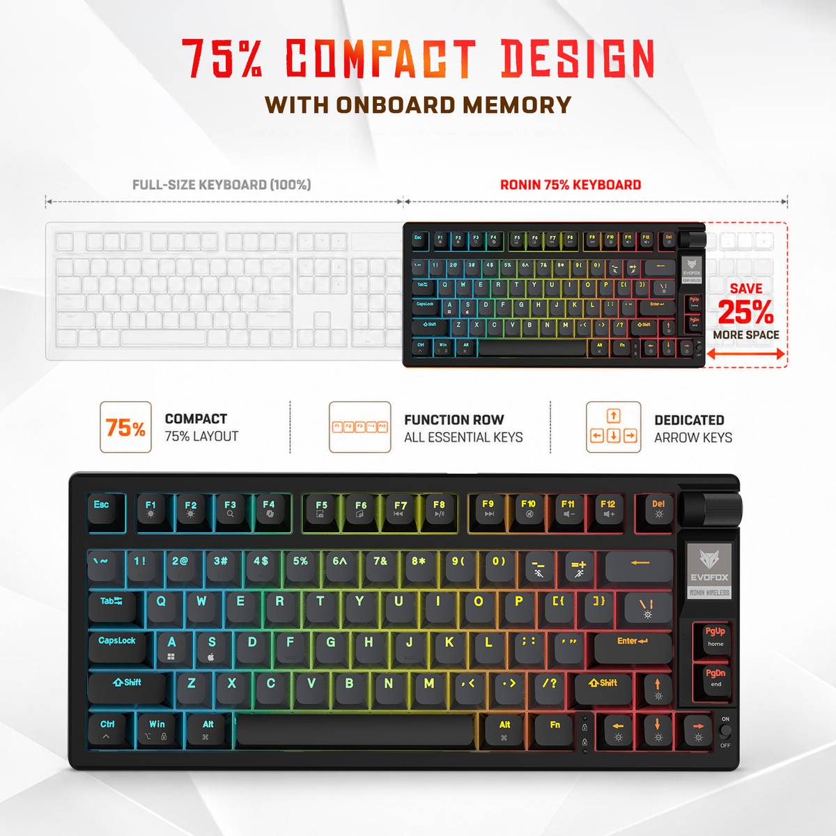 EVOFOX Ronin TKL RGB Mechanical Wired USB Tenkeyless Gaming Keyboard Compatible with Desktop, Laptop, Mac — photo 4
