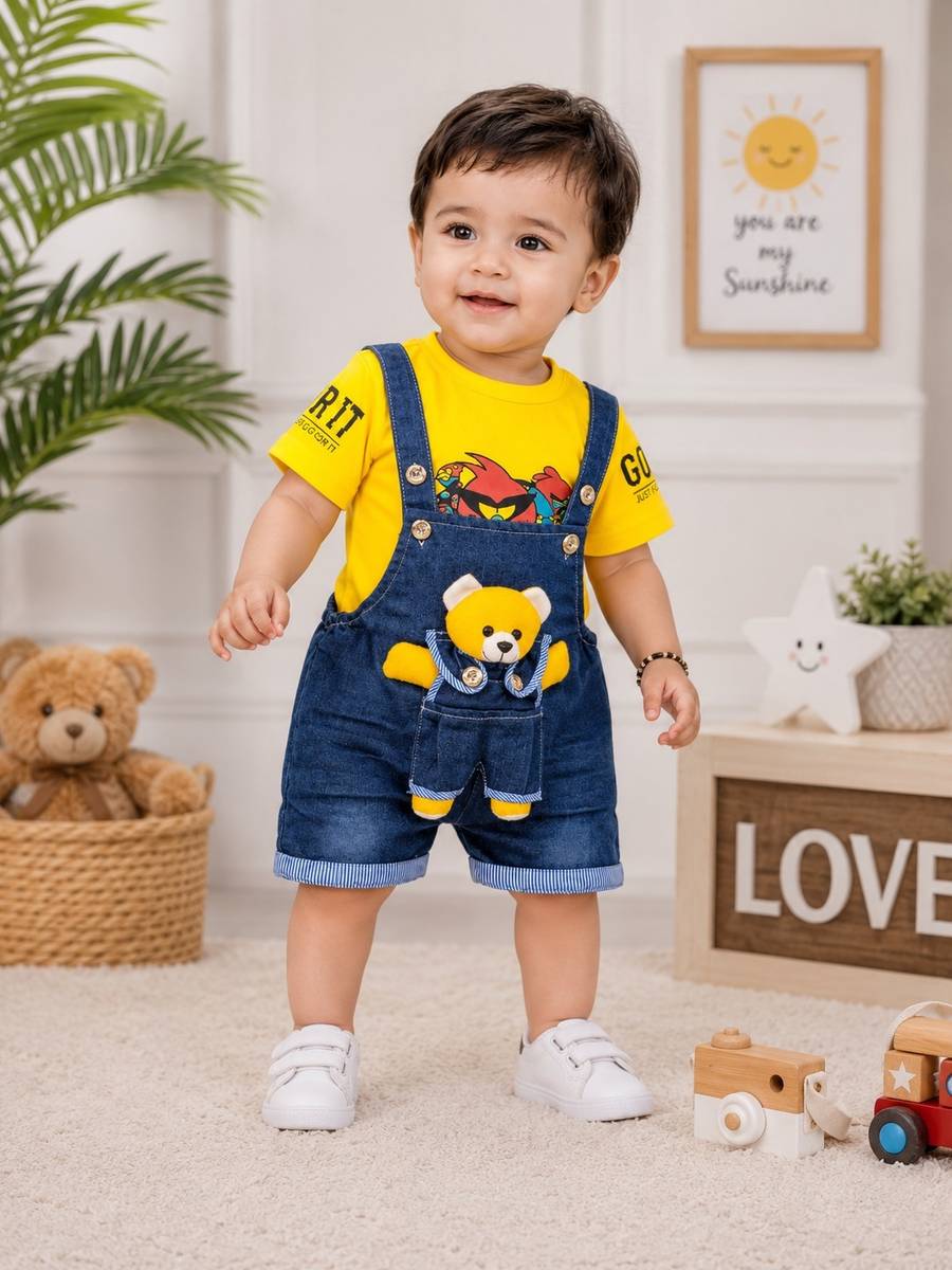 LIMITED EDITION PRIME Dungaree For Baby Boys & Baby Girls Casual Printed Cotton Blend — photo 4
