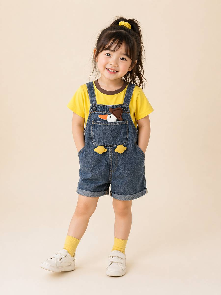 SIDDHIVINAYKH Dungaree For Boys & Girls Casual Washed Denim