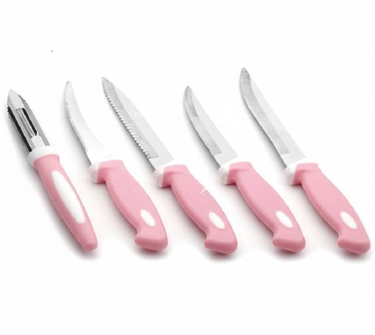 6 Pc Plastic, Stainless Steel Knife Set for Vegetable Meat Cutting Knife ( PINK ) — photo 2