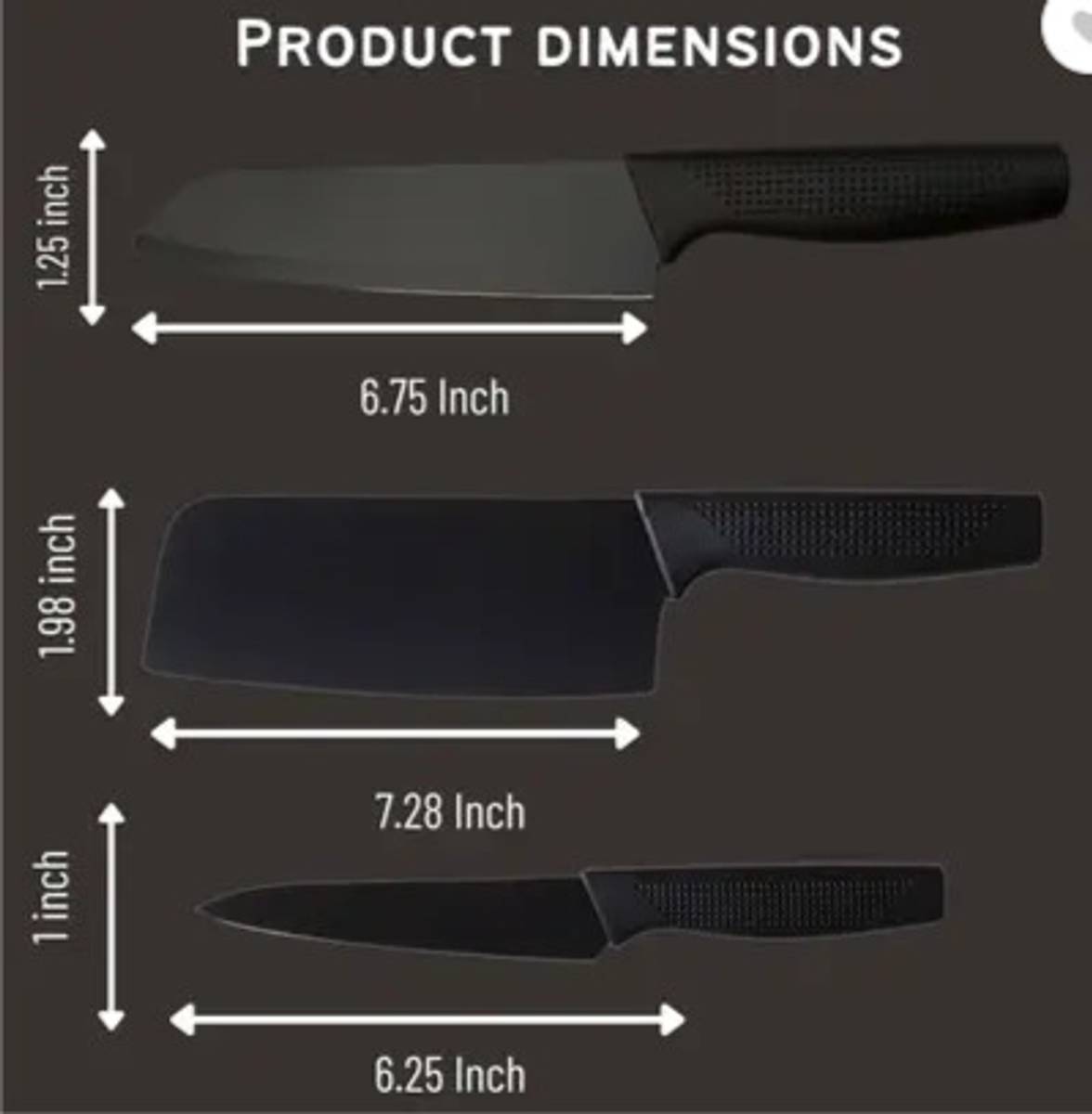 Patel 3 Pc Stainless Steel Knife Set High Carbon SS Ultra Sharp Butcher, Meat, Pairing, Vegetable Knife for Kitchen — photo 4