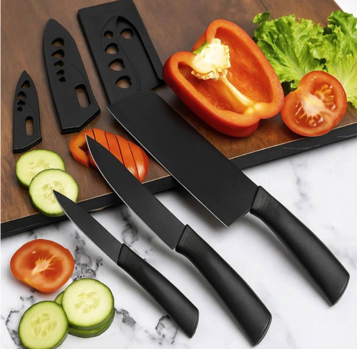 Patel 3 Pc Stainless Steel Knife Set High Carbon SS Ultra Sharp Butcher, Meat, Pairing, Vegetable Knife for Kitchen — photo 2