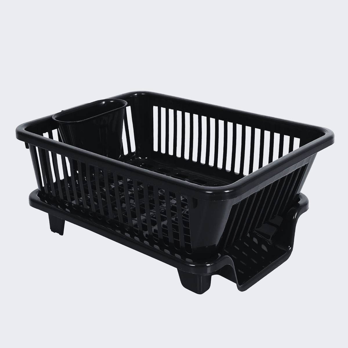 Quickmart Dish Drainer Kitchen Rack Plastic 3 in 1 Large Sink Set Dish Rack Drainer Drying Rack Basket with Tray (Black) — photo 5