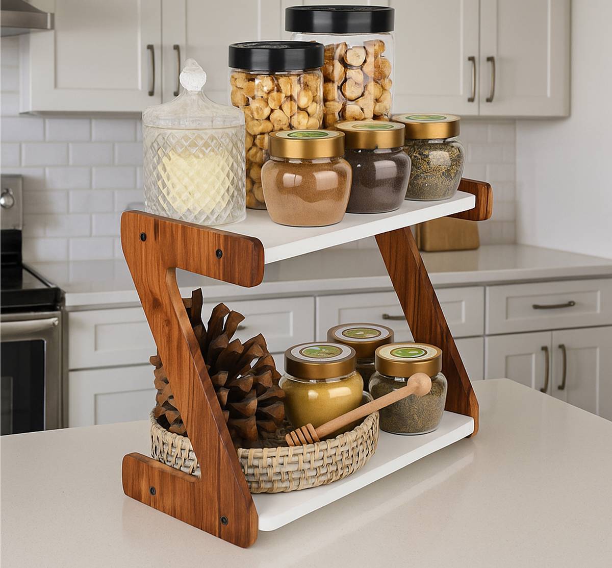 Containers Kitchen Rack Wood, Steel kitchen organiser, kitchen stand, kitchen rack organizer — photo 5