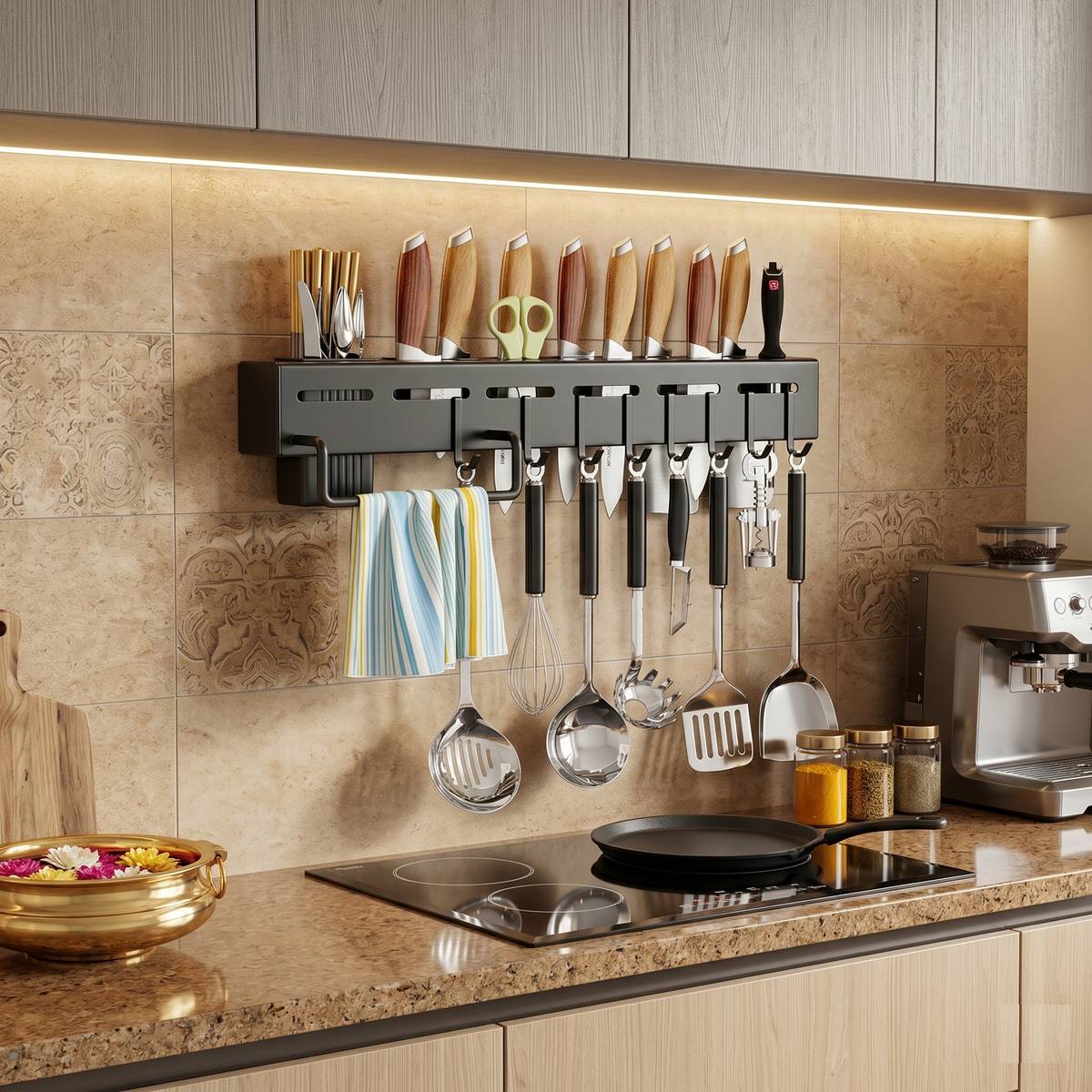 Cutlery Kitchen Rack Plastic, Iron Kitchen Hanging Rack | Kitchen Storage Rack Modern Design Self Adhesive — photo 2