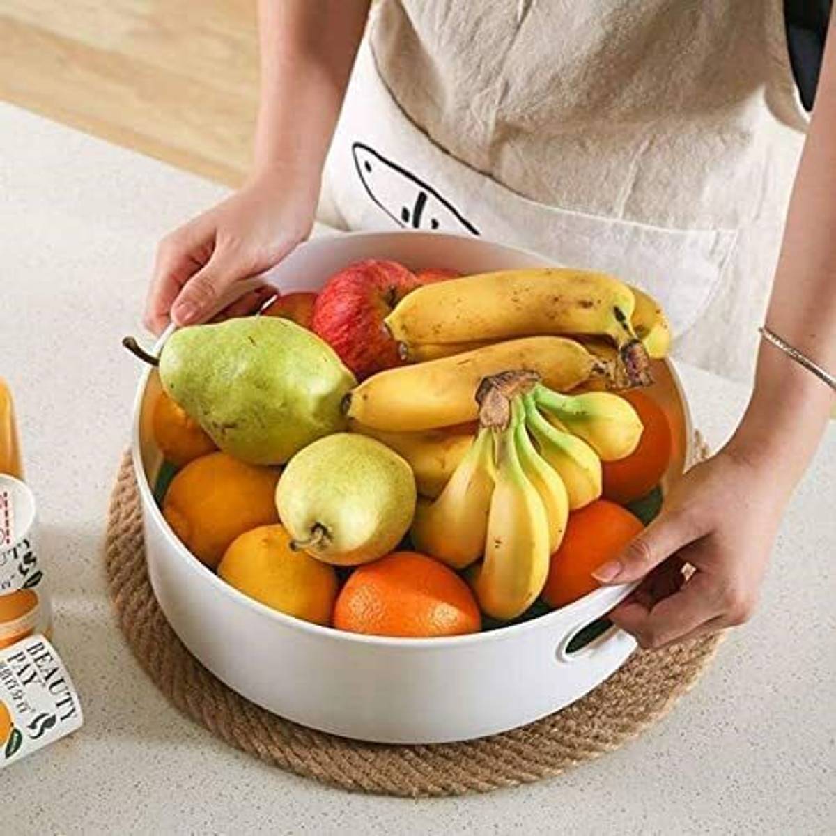 Fruits/Vegetables Kitchen Rack Plastic Combo Set off-White Purpose 360° Rotating Organizer Tray Kitchen — photo 4