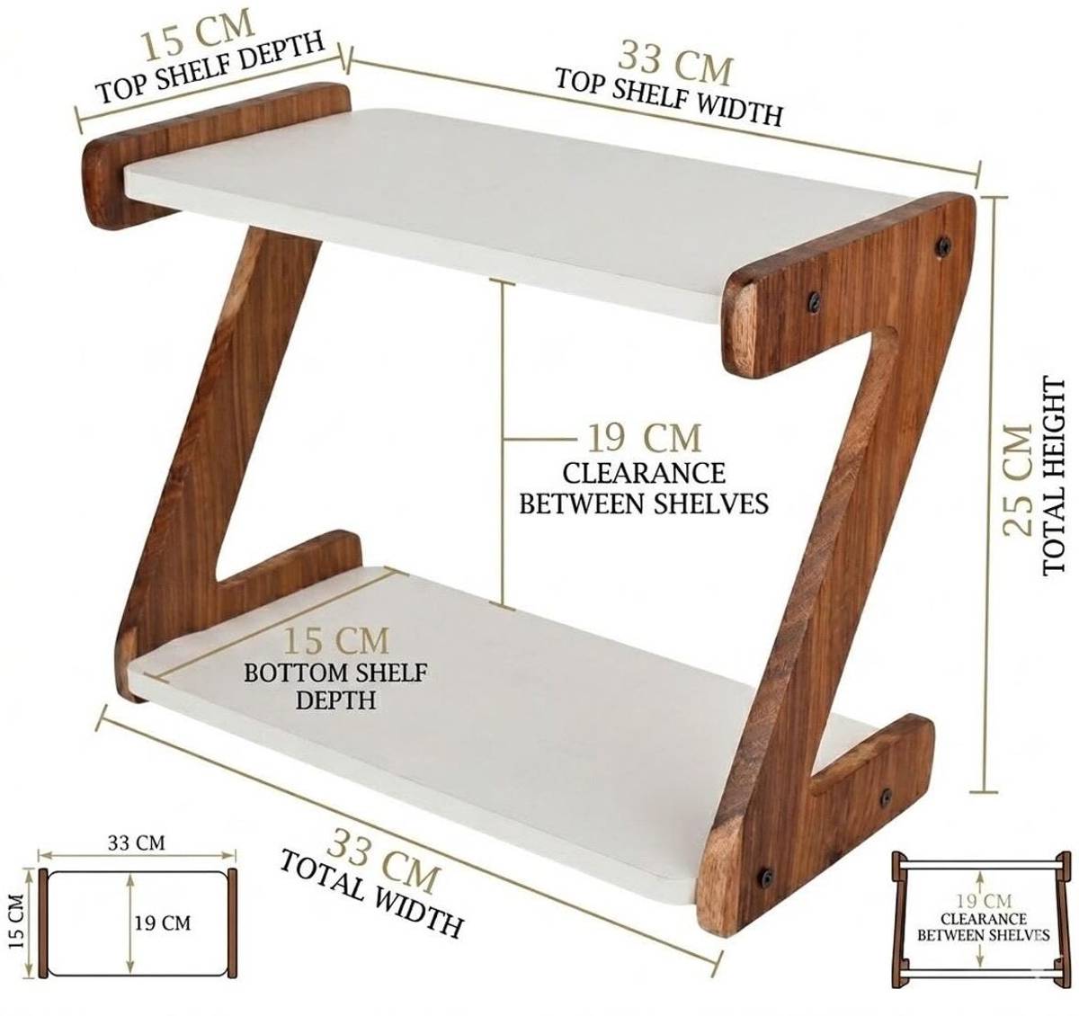 Dwhandicrafts Containers Kitchen Rack Wood 2 Tier Wooden Tabletop Book Rack Desk Organizer Shelf — photo 5