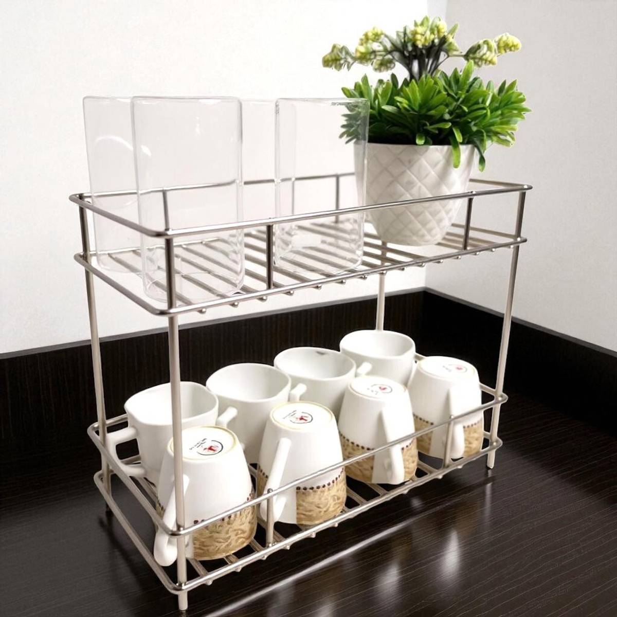 NAKUA Utensil Kitchen Rack Steel 2-Tier Standing Spice Rack Storage Organizer, Bathroom Count — photo 4
