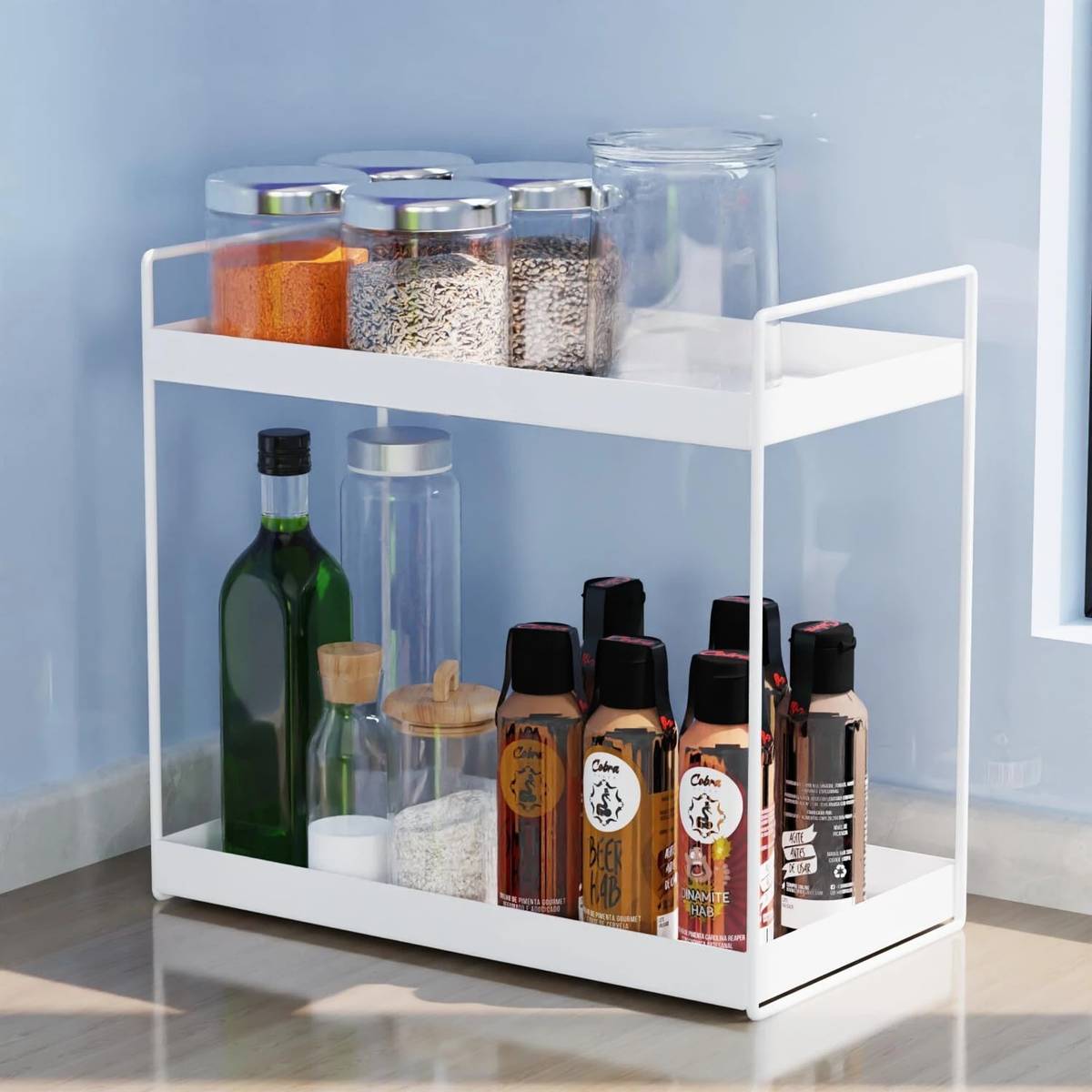 Utensil Kitchen Rack Iron 2-Tier Metal Standing Spice Rack & Multipurpose Organizer — photo 3