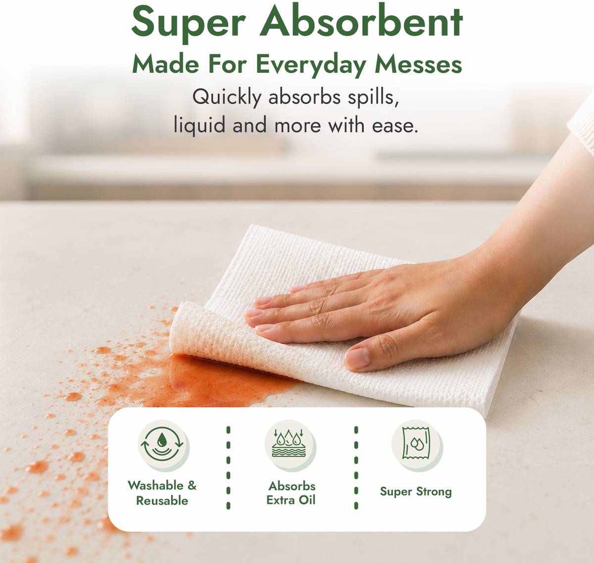 CLARET Bamboo Reusable Premium Kitchen Towel | Washable, Ultra Absorbent | Pack of 1 — photo 4