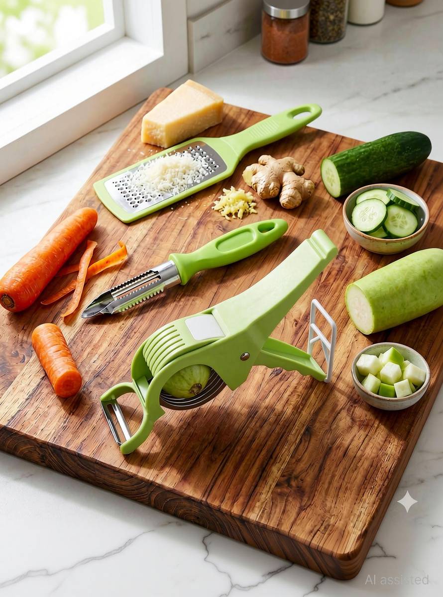 winger Cheese Grater and Vegetable PEELER AND CUTTER for Kitchen Stainless Steel Kitchen Tool Set