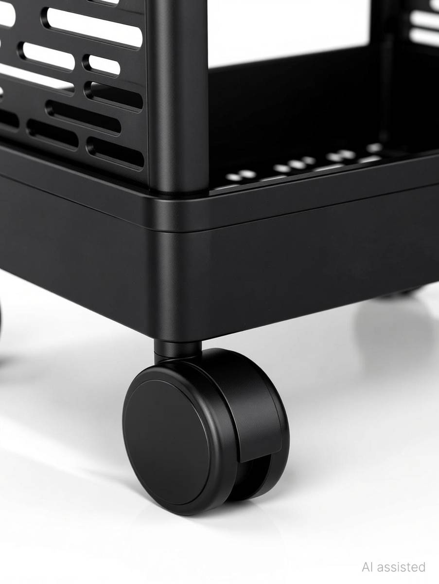 Surety for Safety Plastic 4 compartments plastic foldable trolley for spice racks With wheels Storage Basket — photo 5