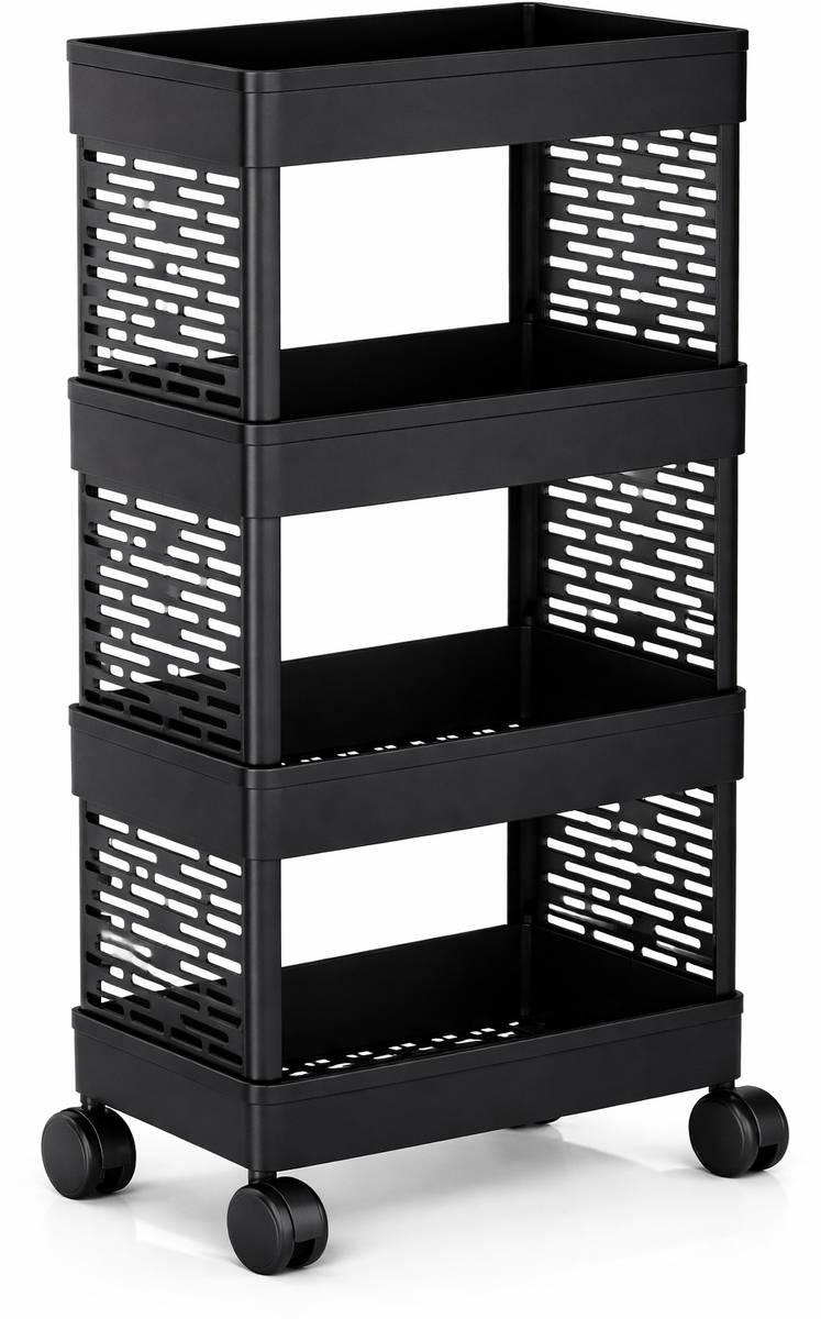 Surety for Safety Plastic 4 compartments plastic foldable trolley for spice racks With wheels Storage Basket — photo 2