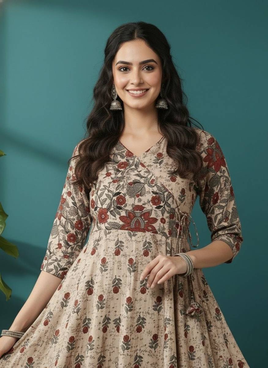 Women Floral Print Anarkali Kurta — photo 4